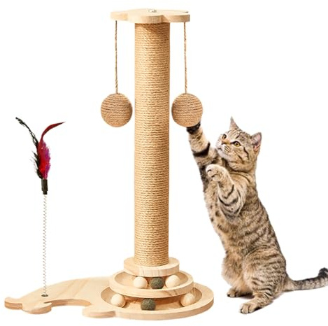 Colonna per affilare le unghie per gatti – Colonna per la cura degli artigli per gatti, design multifunzionale, con giocattolo interattivo, adatto per interni ed esterni, protezione