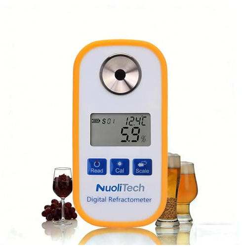 NuoliTech 5-in-1 Digital Refractometer with ATC, 0-95% Brix Meter, Specific Gravity, Refractive Index Tester for Wine Making, Beer Brewing, Honey, Juice, Maple Syrup