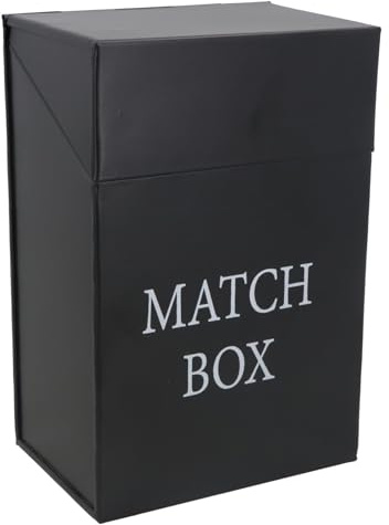 AB Tools Boîte de rangement en métal pour allumettes allume-feu avec couvercle rabattable Noir