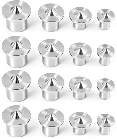 16PCS Marcadores de Clavijas para Madera, en Tamaños 6/8/10/12 mm, Pasadores de Posicionamiento Central en Acero al Carbono Cromado, Herramienta de Carpintería para Perforaciones Ensamblajes