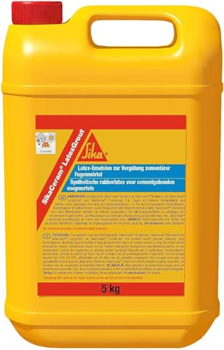 SIKA - Látex de resinas sintéticas - SikaCeram LatexGrout - Blanco - Aumenta la flexibilidad y reduce la absorción de agua - Aumenta la adherencia del mortero al azulejo - 5 kg
