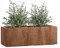 Pflanzwerk® Pflanzkübel TUB Rost 17x50x17cm XXL – Rechteckig – Großer Fiberglas Blumenkübel für Garten & Fensterbank außen und innen - Frostbeständig - UV-Schutz - Markenqualität