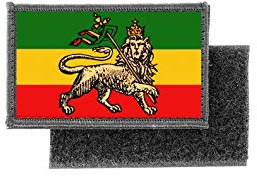 Patch ecusson imprime badge drapeau ethiopie lion rasta