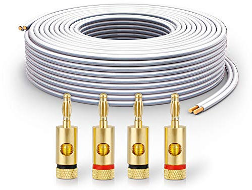 PureLink Speaker Cable OFC 2 x 2.50 mm² (0.20 mm) 10.0 m White Set of 4 Banana Plugs