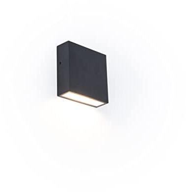 LUTEC Gemini LED Outdoor Wall Light, Modern Outdoor Lamp Made of Aluminium in Black, Square Wall Lamp with Light Effect, IP54 Weatherproof Wall Lamp, Downlight