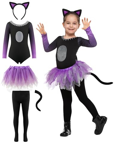 Spooktacular Creations Pojke flicka tutu kjol katt, barn kombinerat djur pannband svans kostym för halloween cosplay