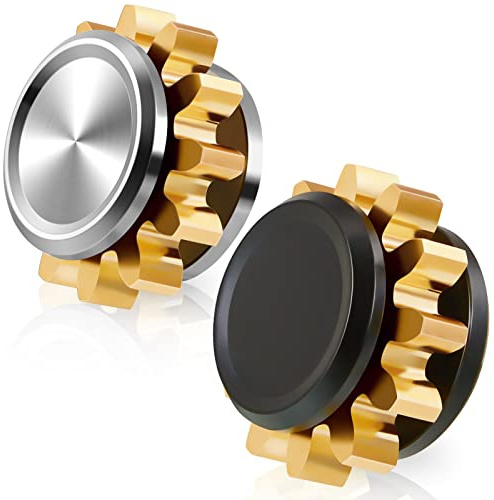 2 Pieces Copper Gear Fidget Spinner for Adults - Small Mini Solid Brass Metal with Steel Bearings, Hand Spinner for Focus & Thinking - Office Desk Toy for ADHD Meetings and Phone Calls