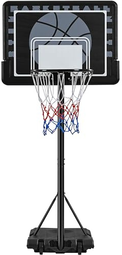 Yaheetech Portable Basketball Hoop Stand 7.7-8.7ft Height Adjustable Basketball Goal System with 32'' PE Backbaord & 2 Wheels