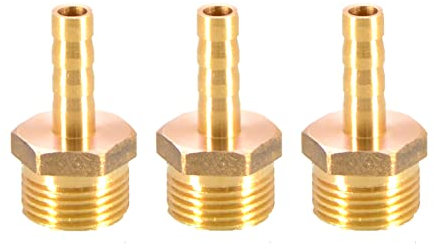 Lot de 3 raccords de tuyau cannelés en laiton 6 mm vers 3/8 mâle BSP fileté adaptateur de tuyau