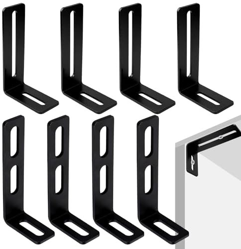 8 Pezzi Staffe Angolari Staffe a l Squadrette Angolari Angolari Metallo per Legno Staffa a l Staffa Angolare Regolabile con Scanalatura Adatto per Tavoli e Sedie in Legno Librerie Armadi Cassettiere