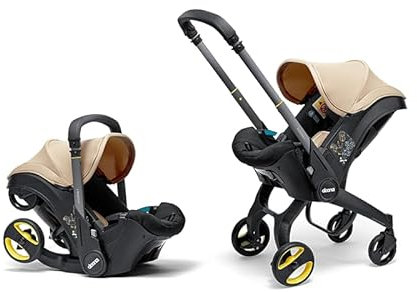 Doona i Baby Car Seat & Travel Stroller Sahara Sand - Convertible 0+ Car Seat and Pram with 5 Point Safety Harness - Ergonomic Pushchair and Travel System - ISOFIX Base Sold Separately