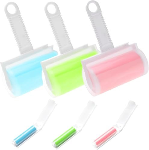 6 Pièce Lavable Brosse Adhesive Poils Animaux, Réutilisable Rouleau Anti Peluche, Rouleaux Adhesifs Poils, 3 Grands Et 3 Petits, pour Nettoyer Les Cheveux Et Les Vêtements Poussiéreux