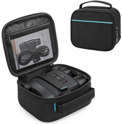 CURMIO Nachtsichtgerät Tasche, Tragbare Aufbewahrungstasche für Nachtsicht Fernglas, Datenkabel, SD-Karte und Umhängeband, Schwarz (Nur Tasche)