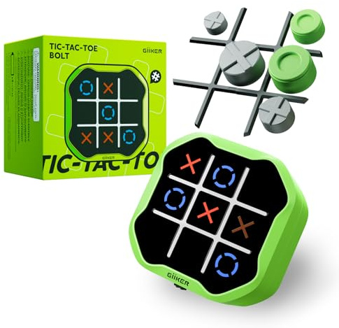 GiiKER Tic Tac Toe Bolt Game, Original 3-in-1 Handheld Puzzle Game Console, Portable Travel Games for Car Ride, Board Games for Kids and Adults, Birthday Gifts for Ages 3+