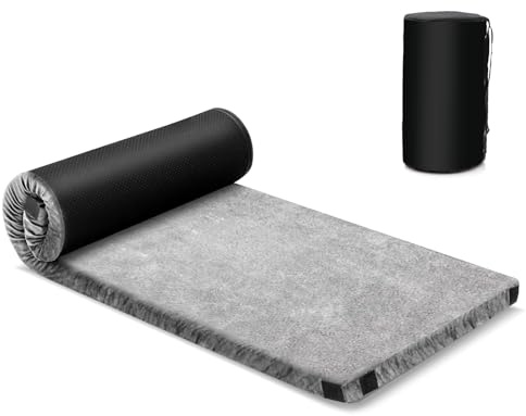 Tangkula Memory Foam Sleeping Pad, Roll Up Floor Mattress with Carry Bag, Non-Slip Bottom, Guest Floor Folding Bed for Sleepover, Portable Camping Mattress for Indoor Outdoor Car Travel Cot Tent