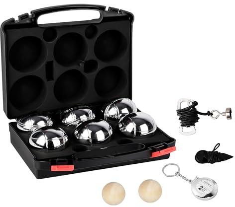 Gravurmaster Boule Kugeln Boccia Kugeln Set mit Gravur, Personalisierte Petanque-Kugeln Set mit Wunschtext & Logo durch Lasergravur, 73mm/ 720g pro Kugel, 6er Boules/Petanque Set für 2 Spieler,SerieA