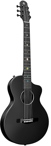 Natasha Carbon Fiber Acoustic Guitar, 38-inch Steel-string Guitarra,Durable 6-string Ultra-thin Guitar for Beginners (Black)