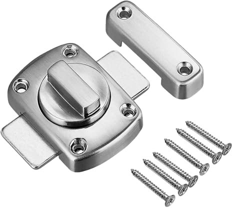 1 Pcs Rotate Bolt Latch Door Bolts for Internal Doors,Sliver Stainless Steel Door Latch, Bathroom Door Lock Anti Theft Protection Rotate Bolt Door Lock Door Latches for Cupboard Cabinet Window