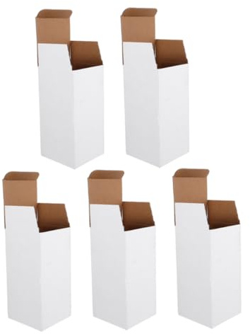 Lurrose 5 Boîtes en Carton Blanc Ondulé pour Expédition Design Pliable et Montage Facile, pour Emballage, Transport et Envoi de Colis
