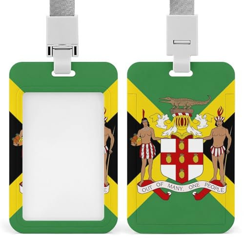 Flag of Jamaican Printed Badge Holder Vertical ID Card Holders Work Badges for Office Staffs