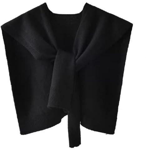 DELIMALI Sweater Shawl Wraps for Women Sweater Knitted Knotted Shawls Travel Casual Scarf Cardigan Cape Cashmere Shoulder Tops (A-Black, One Size)