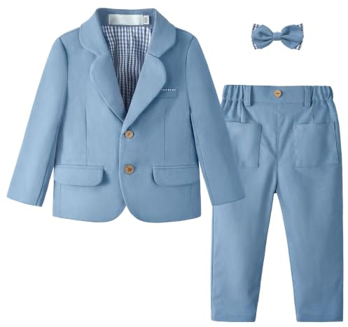Volunboy Baby pojke formell kostym set 2 delar kavaj och byxor kläder för bröllop och fest, Mörkblå, 3-4 år