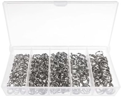 400-teiliges Edelstahl-Spaltring-Set, Angelköder, Ringkettenverbinder mit Aufbewahrungsbox