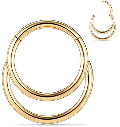 hengkaixuan 16G Nose Rings Silver Septum Clicker 10mm 316L Surgical Steel Segment Helix Cartilage Earrings Hoop Daith Piercing Jewellery