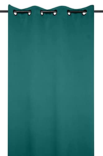 Stof - Rideau - Taille 135x180 cm - 100% Polyester - Couleur Emeraude - Modèle Notte - Rideau de Fenêtre Obscurcissant et Isolant - Existe en 3 Tailles pour Maison - 8 Oeillets