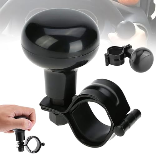 Oneroomone Manopola per maniglia a sfera maniglia sterzo, sfera manopola di rotazione del volante, sfera del veicolo pulsante del volante, clip universale, adatto ai novizi, nero
