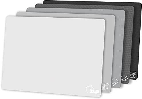 ZVP Flexible Plastic Cutting Board Set of 5 Gradient Color, Colorful Chopping Boards, BPA Free Mats, Non-Slip, Dishwasher Safe, 15x12 Inch, Gray Neutral Colors