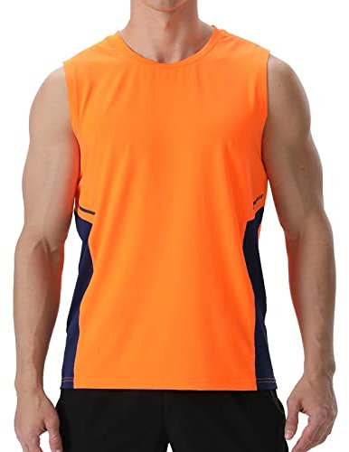visionreast Tank Top Herren Ärmelloses Sport Tshirts Herren Funktionsshirt Atmungsaktive Muskelshirts Gym Tanktop Schnelltrocknendes Ärmelloses Fitness Shirt für Training,Laufen Orange XXL
