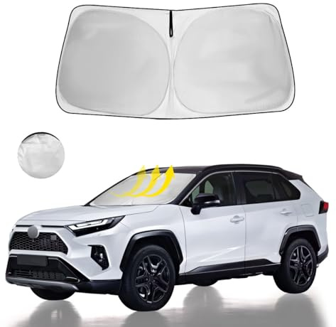 Parasol para parabrisas compatible con Toyota RAV4 Prime LE Hybrid XLE XLE Premium Adventure TRD Off Road para ventana delantera, accesorios para SUV, visera solar, protector contra rayos UV, cubierta