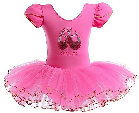 Lito Angels Robe Tutu de Ballet Ballerine Fille, Rose Chaud, 6-8 ans