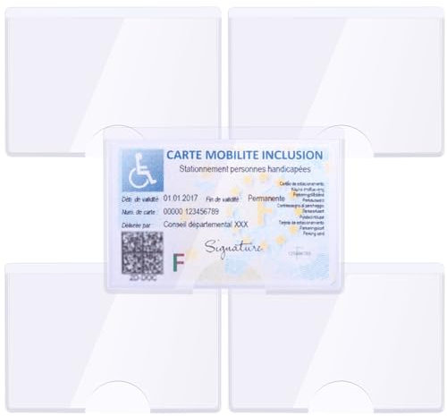 Lot de 4 handicapé Porte étui à Pare-Brise 6x9cm Porte Carte handicapé pour Pare Brise Autocollant Transparent Inclusion Mobilité Réduite Handicapé pour Carte handicapé Ticket de stationnement