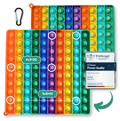 Pop It 2 en 1 Tabla de Multiplicar y Tabla Numérica hasta 100 | Juego Montessori Educativo para Aprender Las Tablas | XXL Pop It Fidget Toy (Multicolor)
