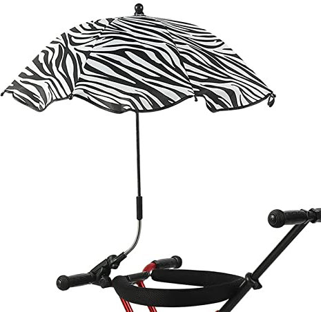 BFYDOAA Chair Parasol with Clamp,360° Adjustable Clip on Baby Stroller Umbrella Portable 8 Bone Beach Chair Sunshade for Pram,Buggy,Pushchair,Golf Carts(Zebra print)
