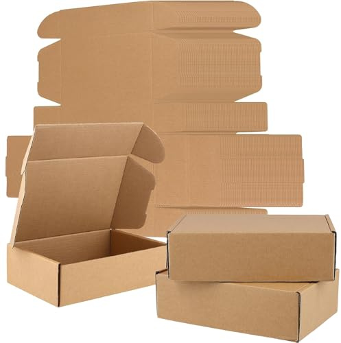 ZEONHEI 50 cajas postales marrones de 20 x 13 x 6 cm, cajas de envío de cartón corrugado, pequeñas cajas de embalaje para embalaje y correo de artículos pequeños