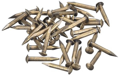 QUARKZMAN 40pcs Pequeños Clavos Dorados, 15x2mm(L*D) Clavos Dorados de Cabeza Redonda de Latón Clavos de Hardware para Madera Muebles Manualidades Bricolaje Marco de Fotos, Tono de Bronce