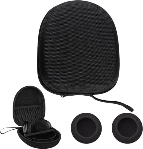 Universal Headphone Case With Sponge Covers and Charger Cable Storage - Large Carrying Box With Fixed Strap