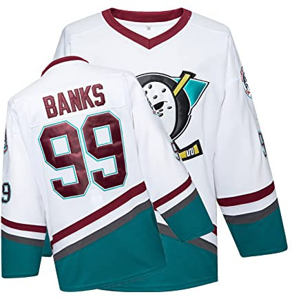 Mighty Ducks Jersey Movie Eishockey Trikot S-L Charlie Conway mit Jugendgröße 90er Jahre Hip-Hop Party Outfits für Kinder, #99 Weiß, L