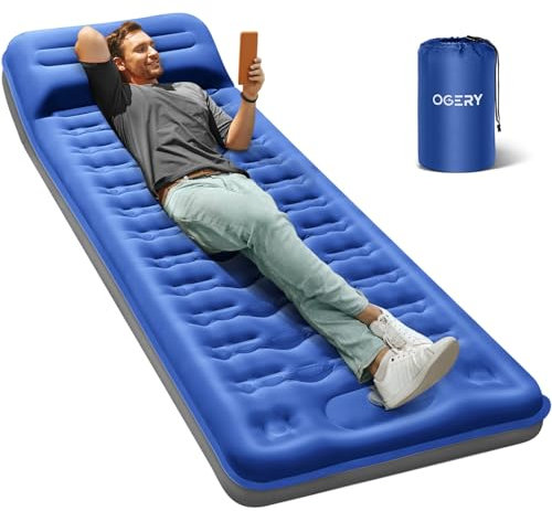 OGERY Sleeping Pad for Camping, 6 Extra-Thick Reinforced Camping Sleeping Pad with Pillows & Built-in Foot Pump, Ultralight Self Inflating Air Mattress Mat for Tent Hiking Essentials Gear