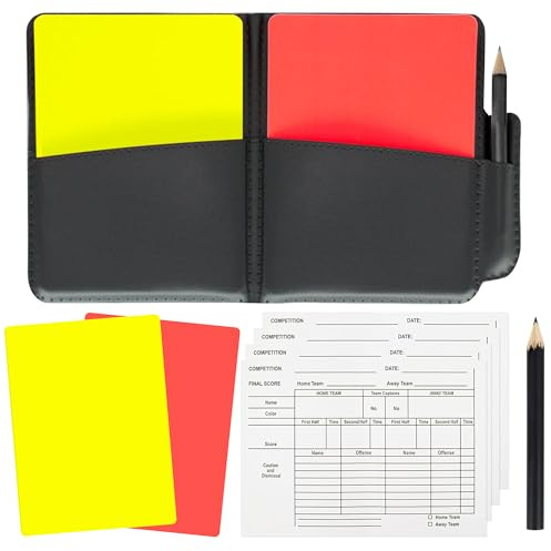 Soccer Referee Cards Set,Red and Yellow Cards for Soccer with Record Paper, Pencil, Card Storage Wallet,Soccer Referee Kit for Football Volleyball Rugby Baseball Matches,Training,Sports Games