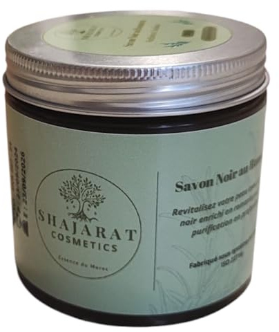 Savon Noir Naturel au Romarin avec Gant Exfoliant Offert – Purifiant et Revitalisant – Certifié ISO – Soin Corps et Visage – 200g