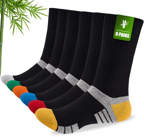 Stoeury Calcetines de bambú para hombre, transpirables, acolchados, deportivos, para senderismo, caminar, atletismo, trabajo, correr, senderismo, ciclismo, hombres y mujeres, calcetines sin costuras