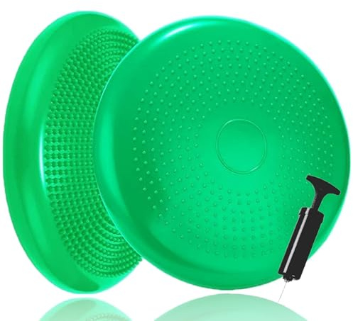 Coussin d'équilibre I Coussin d'assise ballon pour entraînement de coordination et de dos I Coussin d'assise orthopédique I Coussin d'air pour entraînement de fitness avec pompe et guide