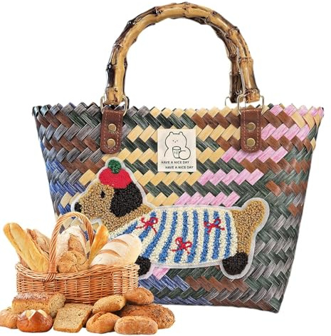 Vävd Strandväska Flätad Handkorg Och Shoppingkorg | Tax Strandhalmtotebag För Semester, Resor, Picknick, Utomhus, Arbete, Resort, Bröllop, Daglig, Pendling, Dejter,