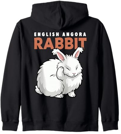 Lapin Angora de Dessin animé Anglais Amoureux des Animaux Lapins Mignons Sweat à Capuche
