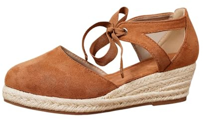Sandalias Mujer Delantero Cerrado Zapatos de Verano con Tacón Espadrilles Plataforma Sandalias Cuña Zapatos de Cuña Pies Anchos Espandrillos Cómodas Sandalias de Cuña Ligeras Zapatos de Verano, café