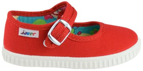 javer 2418-62-ROJO-22 - Mercedita Hebilla niños loneta. Calzado de Lona cómodo para niños. Niñas Color: Rojo Talla: 22